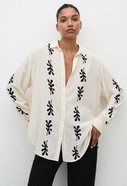 Long Sleeve Silk Shirt - Fig Leaf (Ivory) - Matteau